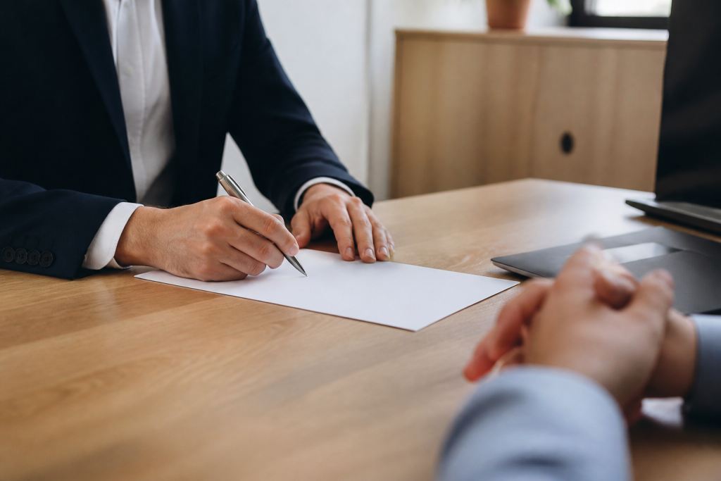 contrat emploi signature document bureau stylo